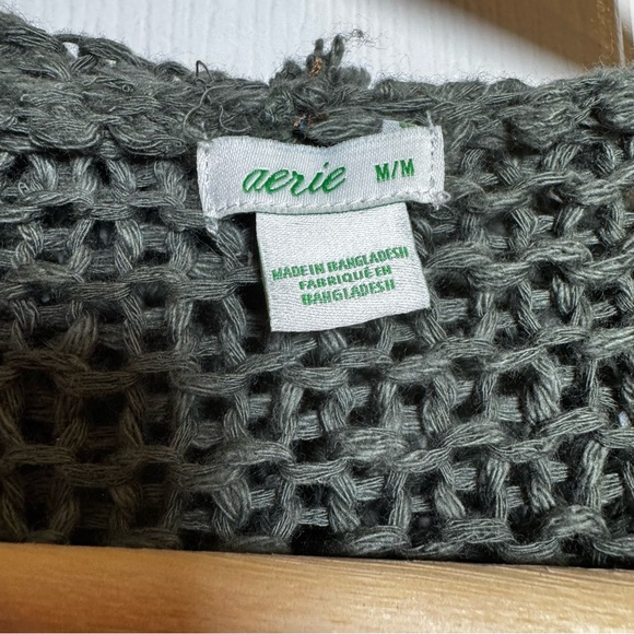 Aerie Oversized Hooded Open Knit Cardigan Sweater Sage Green Medium Cozy Boho - Picture 3 of 7